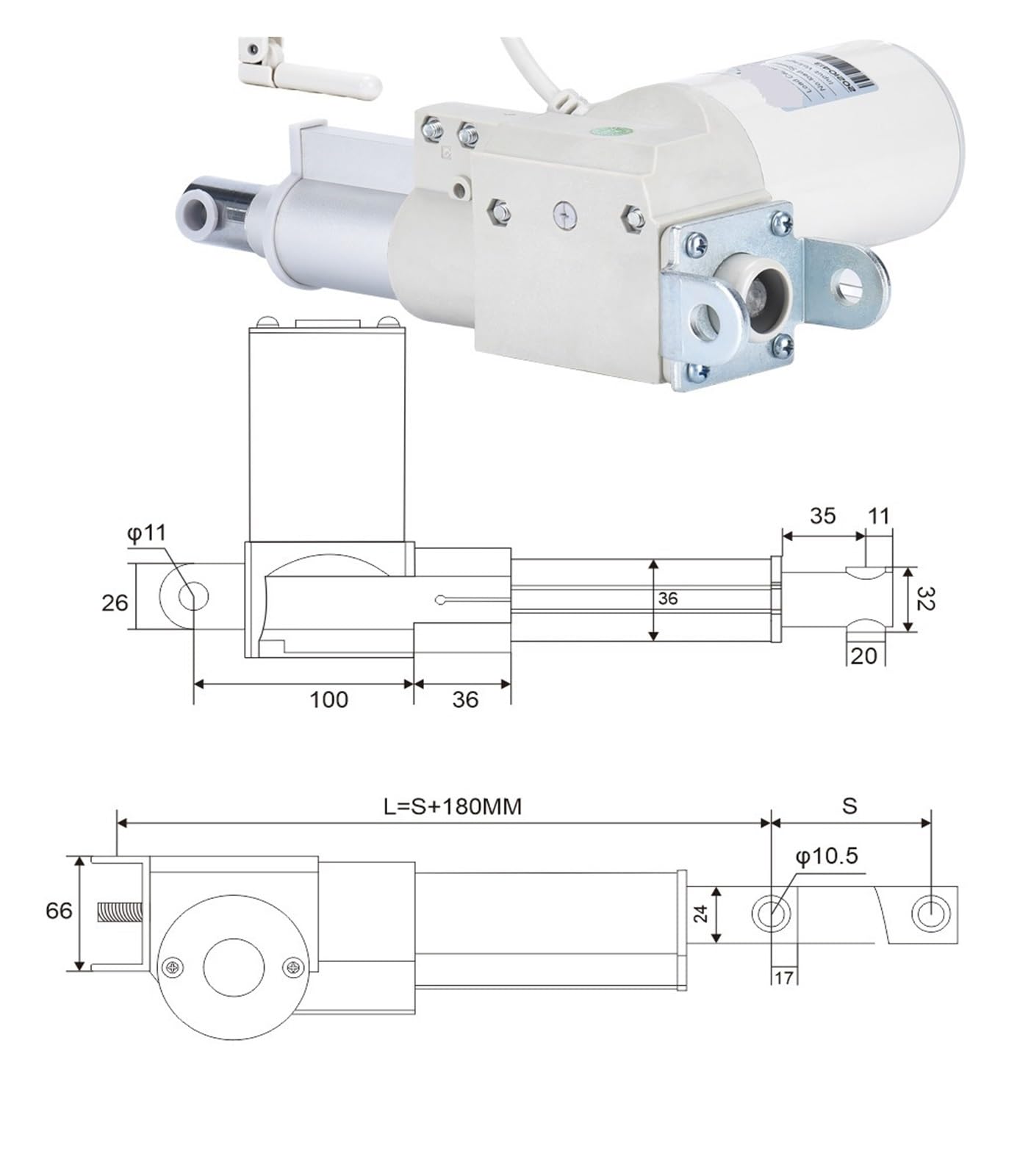 Linearantrieb, Elektrischer Linearantrieb, DC 12 V, Garagentor-Motorsteuerung, 8000 N, 600 kg Last, TV-Hubsäule, 1000 mm, 900, 650, 350 Hub(100MM Stroke,A3 Type)