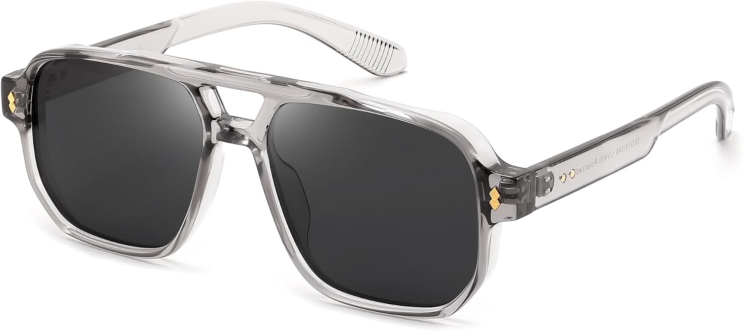 FEISEDY Retro Aviator Square Polarized Sunglasses Women Men Trendy B0444
