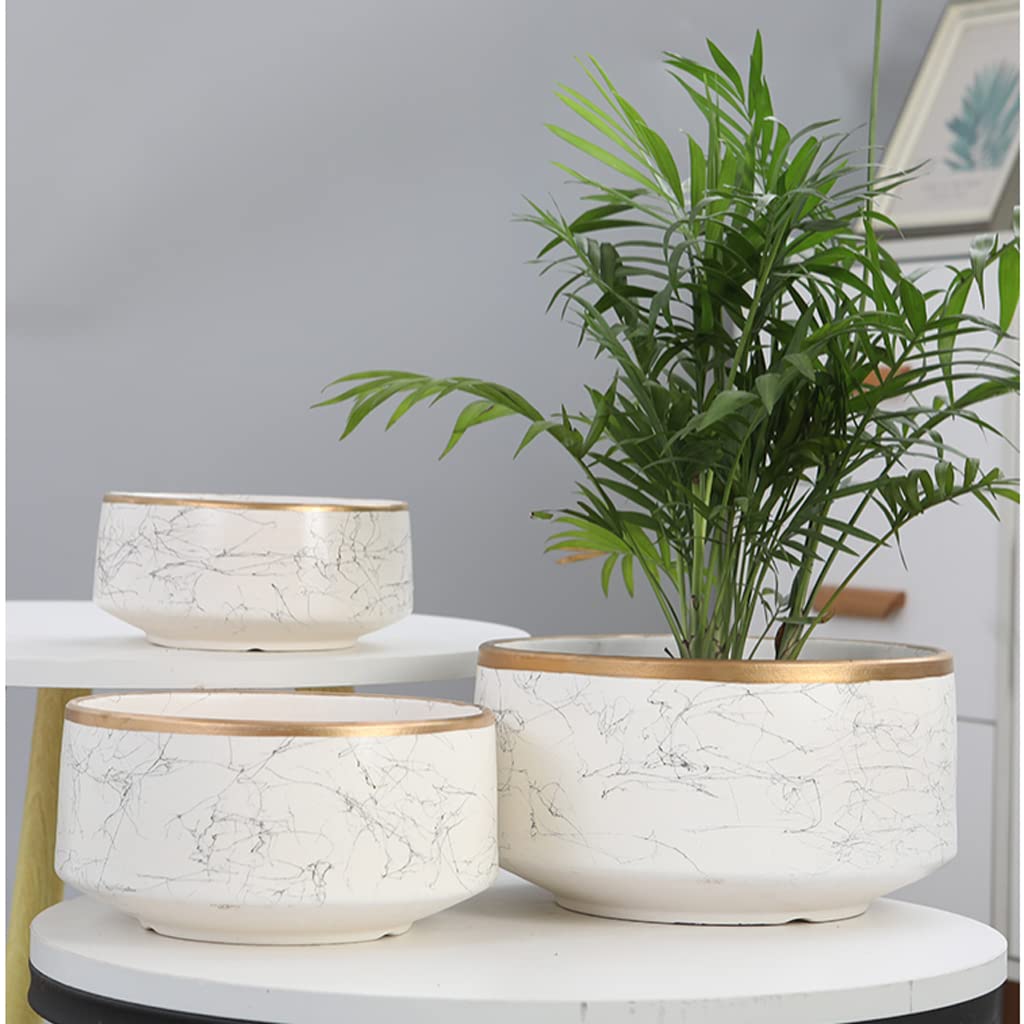 Vasi da Giardino Vaso da Fiori in Ceramica, fioriere per Interni ed Esterni con Foro di drenaggio e piattino, vasi per Piante con Phnom Penh per la Decorazione Domestica, Bianco