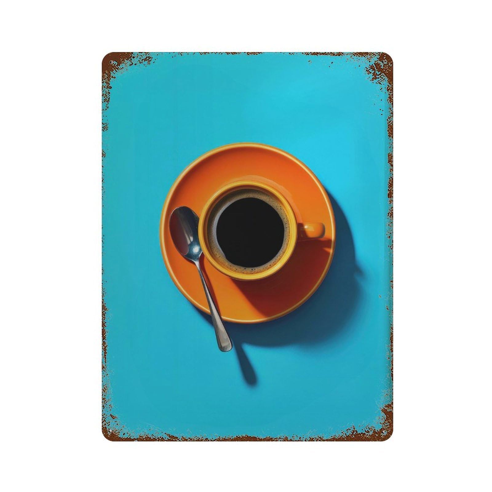 xiaoxiaoshen Orange Coffee Cup1 Wall Decor Art Metal Tin Poster Modern Home Decor Art Home Bar Shop Decorations Vintage Sign 40x30cm