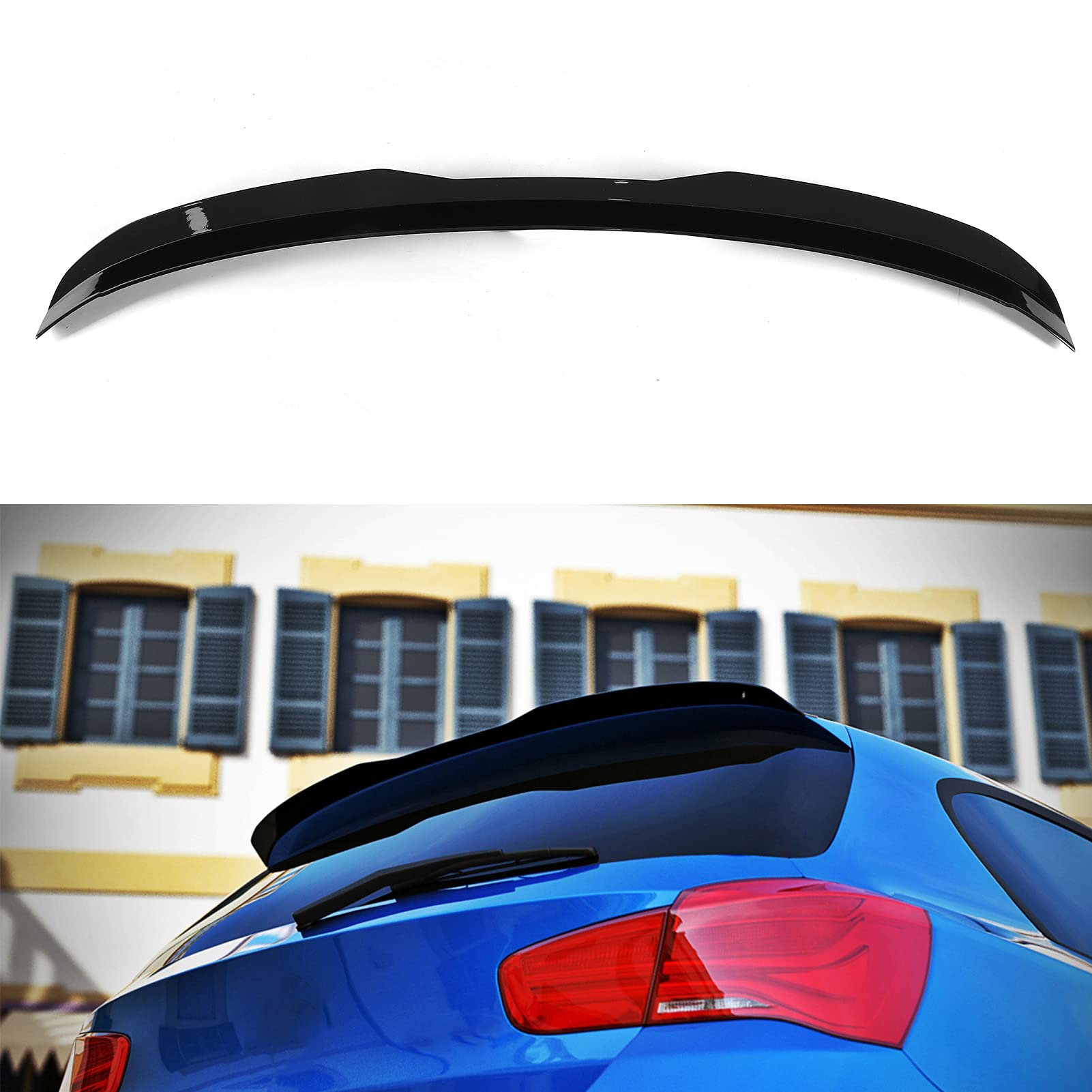 Aileron arrière, Kit de Becquet Arrière Extérieur, Qiilu Remplacement de Modification Noir Brillant D'aile de Becquet Arrière de Voiture pour Série 1 F20 2011-2019
