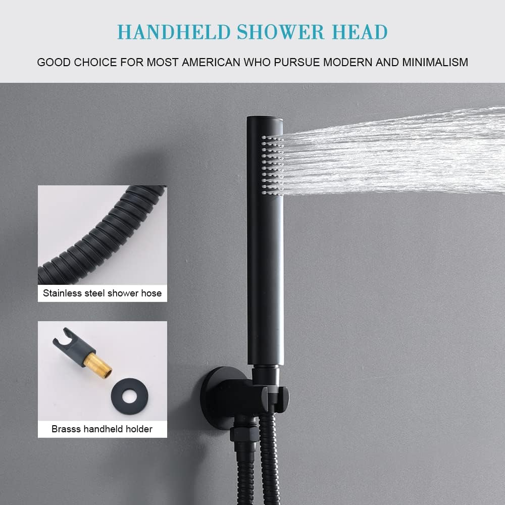 Shower System with Tub, Bathroom Shower Faucet with tub (10 Inch, Matte Black)