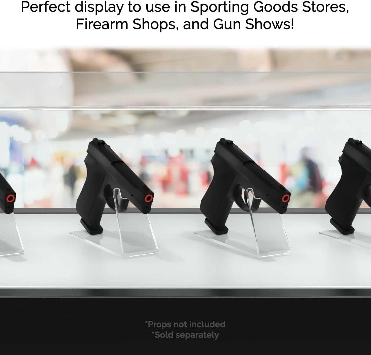 Marketing Holders 20 Pack Small Gun Stand 1.25" Inch Wide x 4.25" Inch Deep Transparent Acrylic Platform for Retail Stores Crafters and DIY Artists One Piece Stand