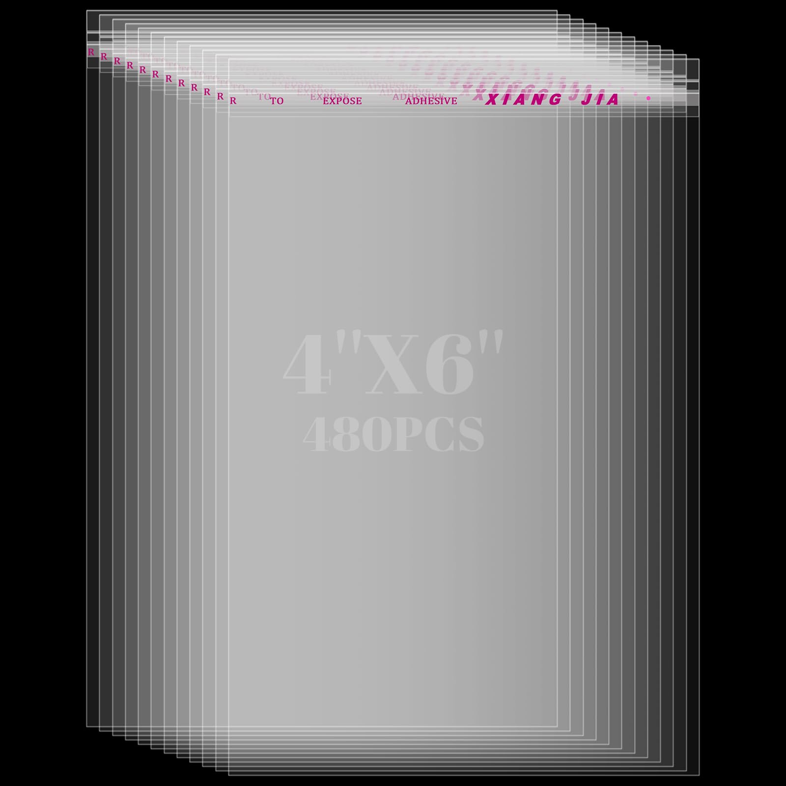 Geyoga 480 Pcs Clear Resealable Cellophane Bags Self Adhesive Cellophane Cookie Bags for Packaging Cookies, Gifts, Favors, Products, Candy Bakery,