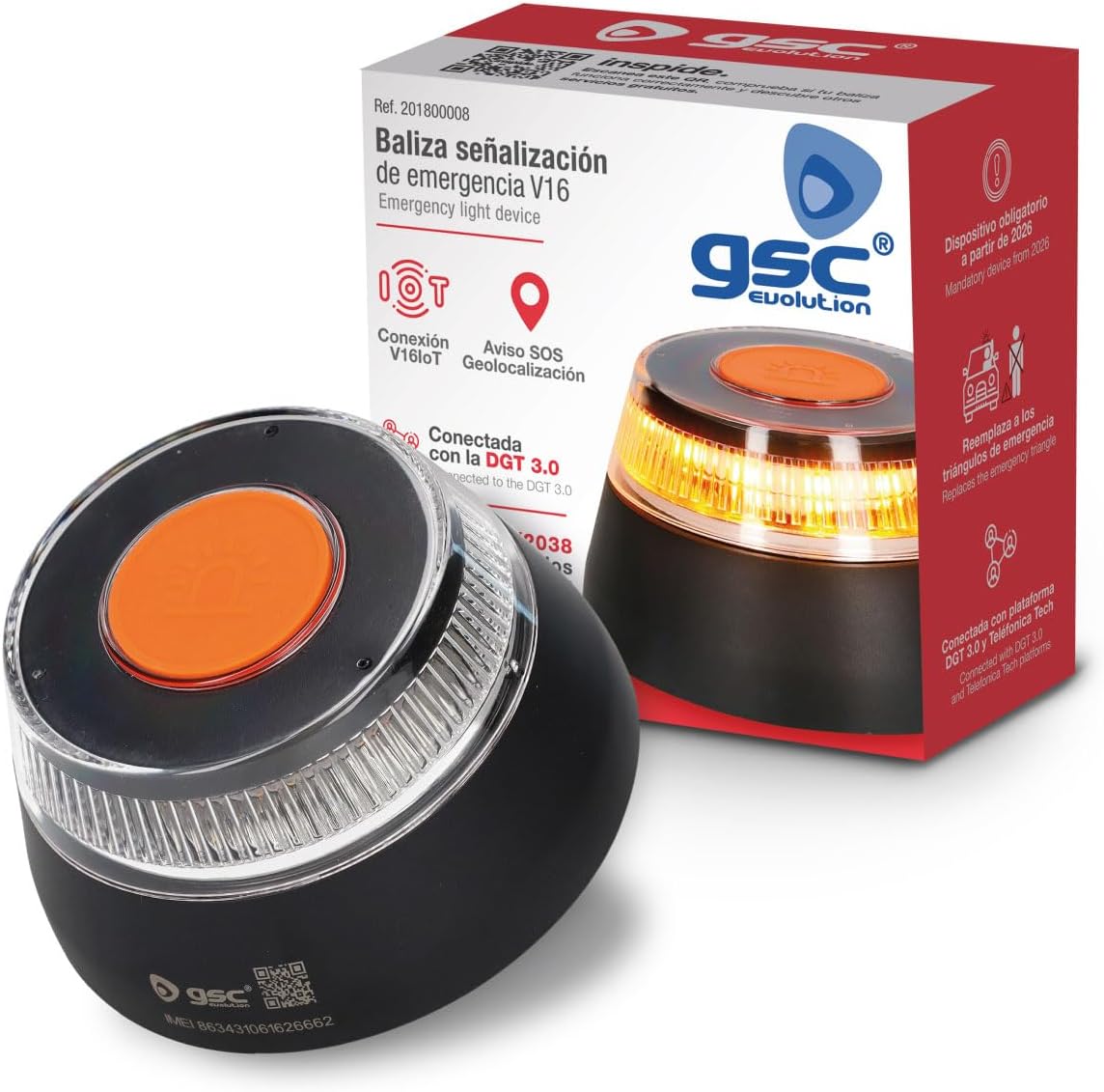 gsc evolution - Luz de Emergencia V16 con Geolocalización – Baliza Homologada DGT 3.0
