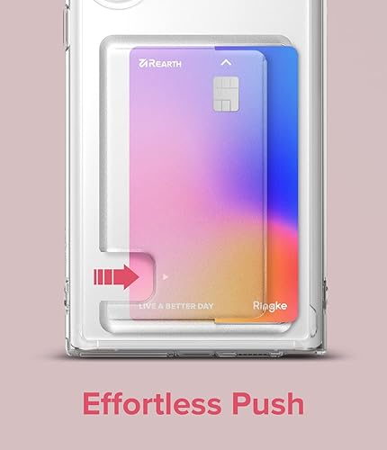Miniatura 3 de Ringke Fusion Card - Funda compatible con Samsung Galaxy S22 Ultra 5G (2022), parte trasera dura transparente con tarjetero delgado integrado para