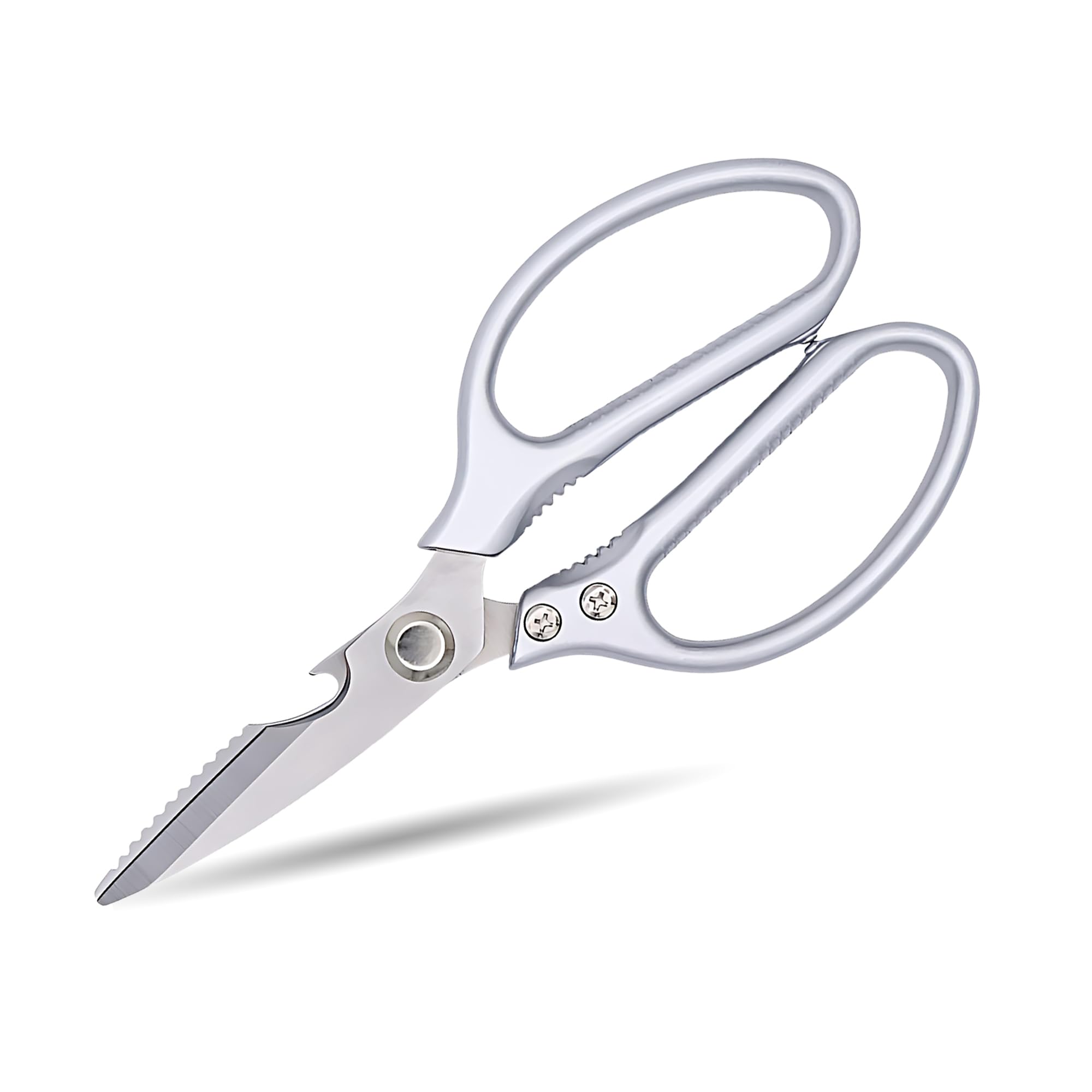 Shunshi Heavy Duty Kitchen Scissors, Sharp Kitchen Scissors Multipurpose Stainless Steel Scissor, Kitchen Shears Dishwasher Safe for Chicken, Meat, Vegetables, Bottle & Jar Opener(1pcs/Silvery)