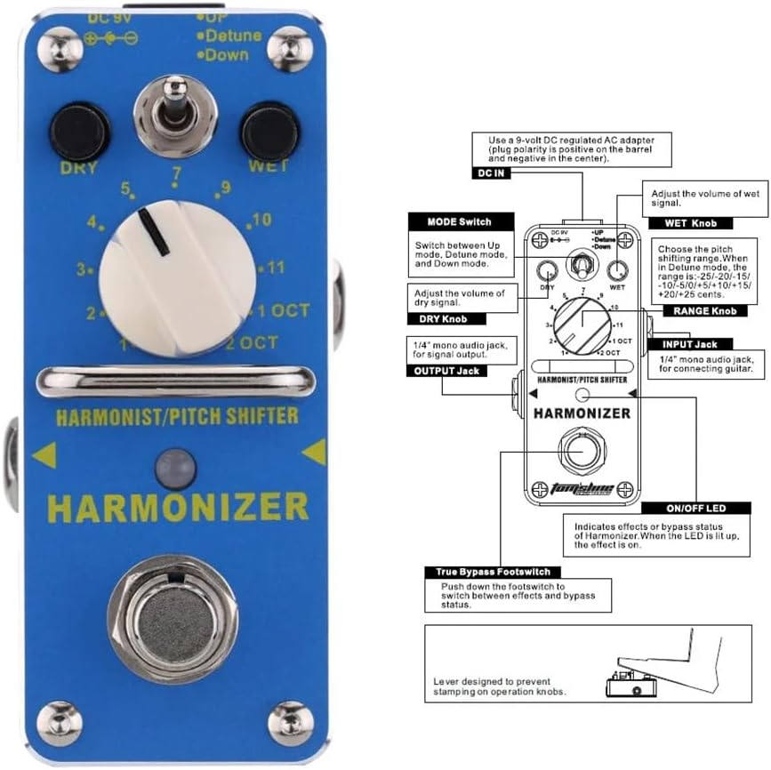 Harmonizer Electric Guitar Effect Pedal Harmonist Pitch Shifter Mini Guitar Effects Pedal True Bypass Guitar Parts Accessories