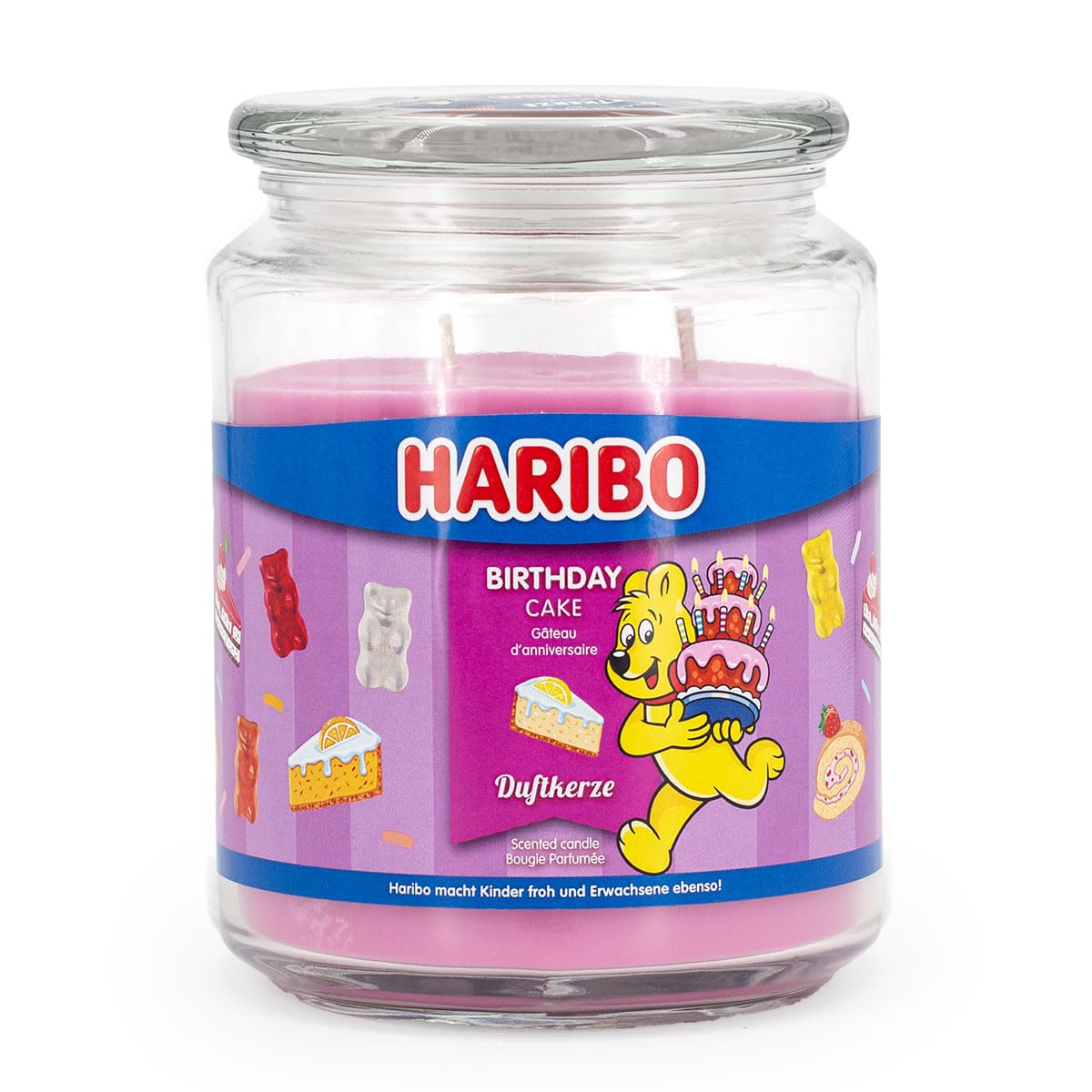 Haribo™ Scented Candle, 2 Wicks, HxD: 13 x 10 cm, 100-hour Burn time, Glass Candle, Gift Option