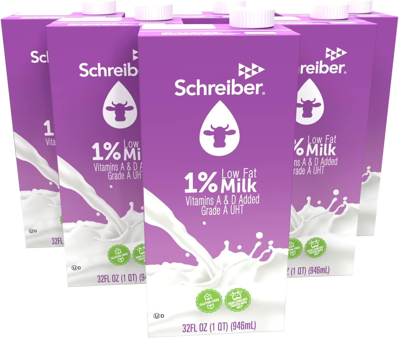 Milk 1%, Shelf Stable Milk, Low Fat with Vitamin A & D, 32 oz (6 Pack)