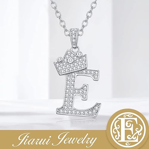 Vista 5 de Colgante de plata de ley 925 con inicial de letra A-Z, chapado en oro blanco, collar con dije de inicial para mujer, con micro pavé, cadena de cable