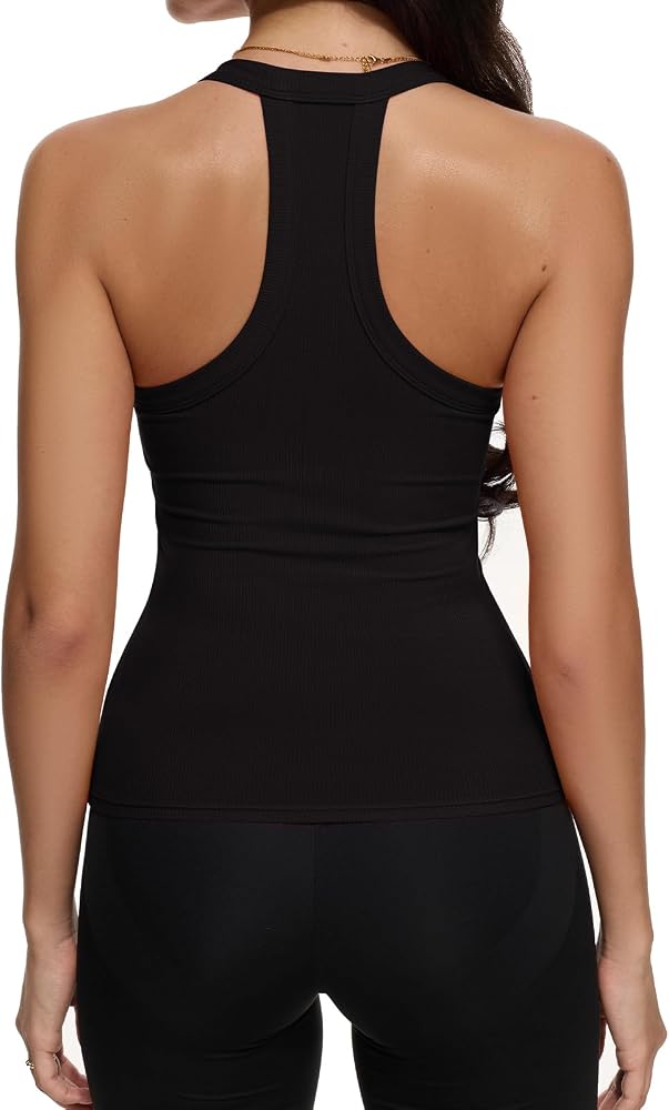 REORIA Women's V Neck Racerback Tank Top