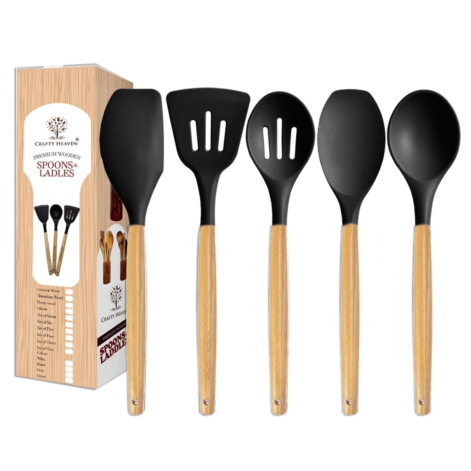 Silicone Utensil Set - 5 Piece Kitchen Spatulas -1