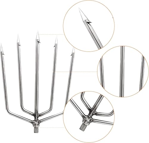 Miniatura 4 de Arpón de pesca, de acero inoxidable, lanza de púas de aleación de aluminio, con tornillo de 0.315 in para pesca al aire libre, aterrizaje de rana de