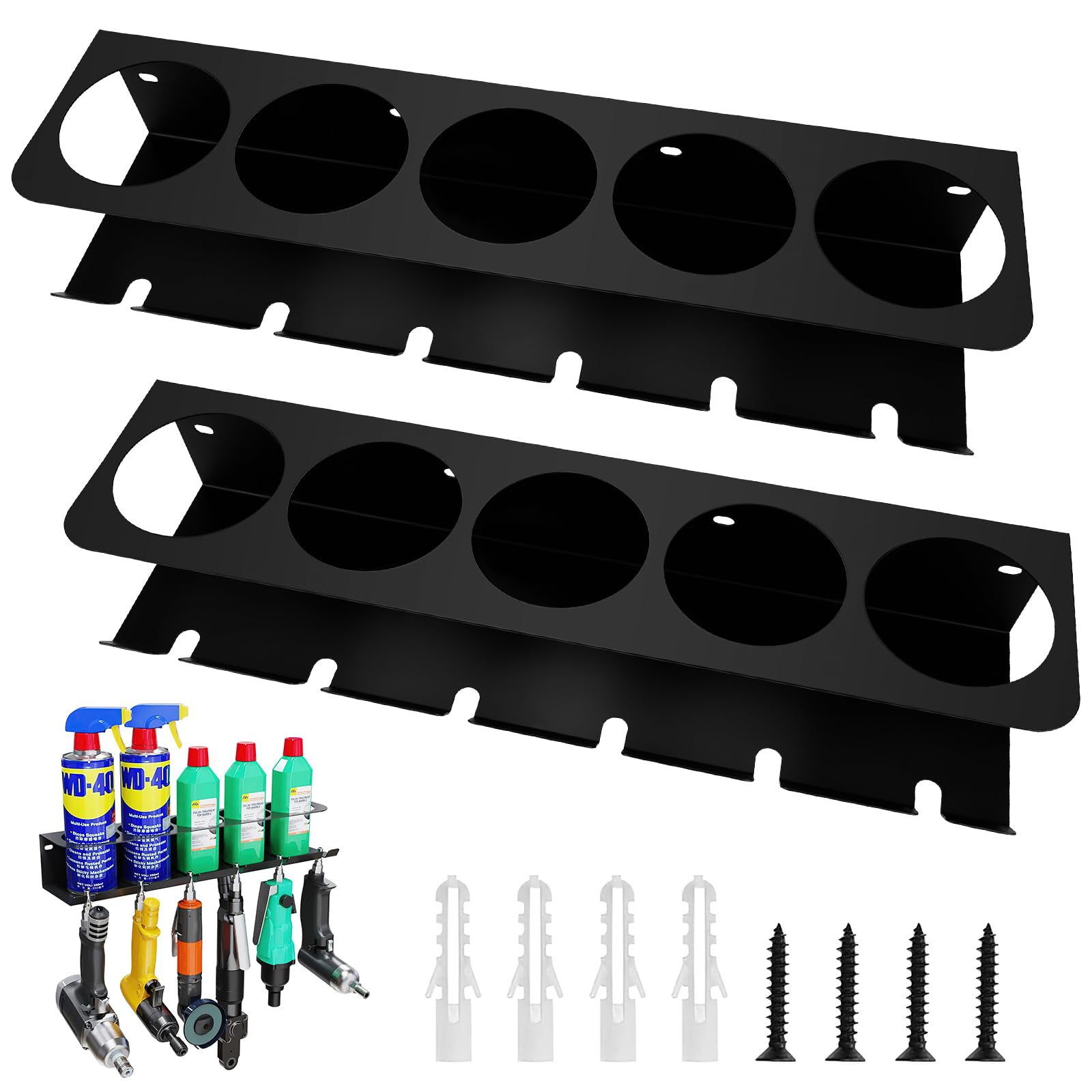 Porta Bombolette Spray Da Parete - 2 Pezzi Con 5 Slot Per Garage