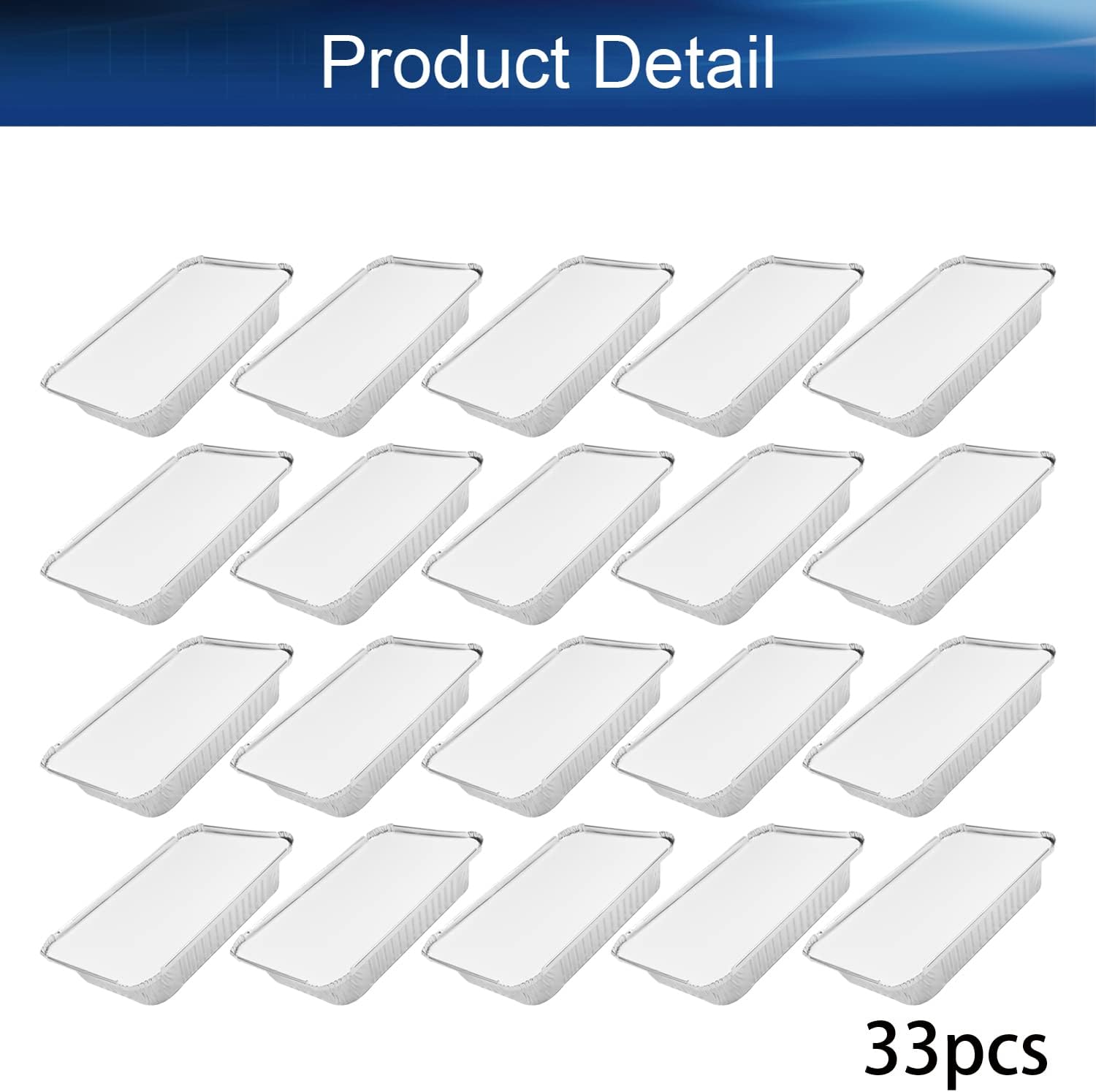 Bettomshin, Aluminum Pans 33 Pack Disposable Foil Pans Cookware Great for Baking, Cooking, Grilling, Serving & Lining Steam Table Trays Chafers