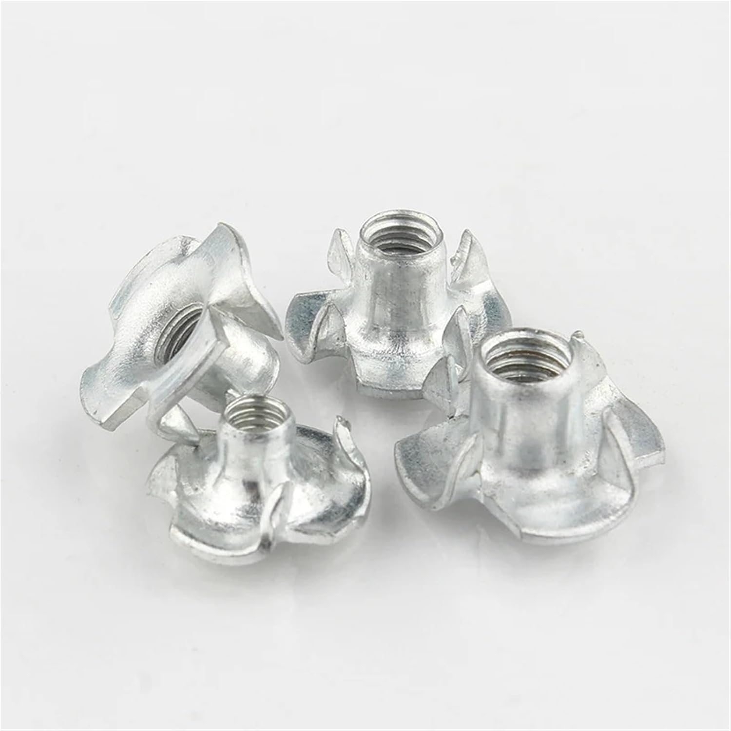 T Nuts 60pcs 4-Pronged Tee Nut Wood Furniture Zinc Plated Furniture Hardware(M8)