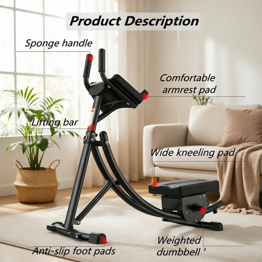 Ab Machine Foldable Ab Workout Equipment for Home Gym, Core Strength Training Machine with Adjustable Resistance, Ab Exercise Machine for Men & Women