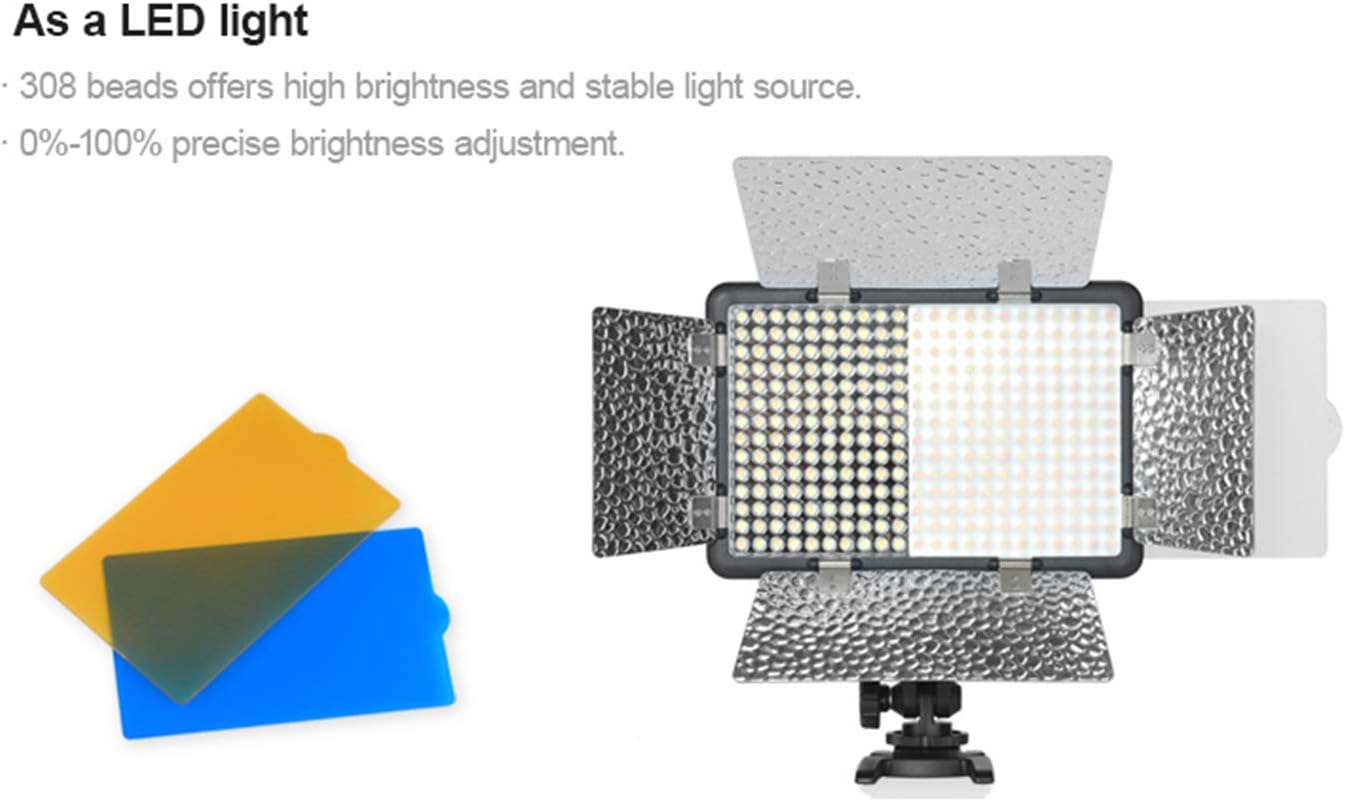 Amazon Crazy 🔥 Deals Godox LF308D 5600K Daylight-Balanced LED Flash Light Photography Fill-in Lamp with RC-A6 Remote Control, Built-in 2.4G Wireless X System, Support Mobile APP Control