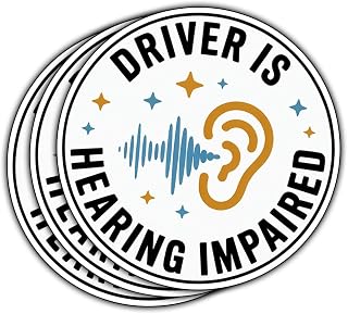 3Pcs Driver is Hearing Impaired Sticker Funny Deaf Drivers Safety Gift for Truck Driver is Hearing Impaired Stickers Disability Awareness Sign Decal for Laptop Bottle Notebook Toolbox Hard Hat 3"