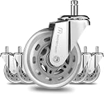 Office Chair Wheels, Heavy Duty Chair Wheels Replacement, Smooth & Quiet Caster Set for Hardwood Floors and Carpets, Universal Fit 11x22mm, Easy Install - Black