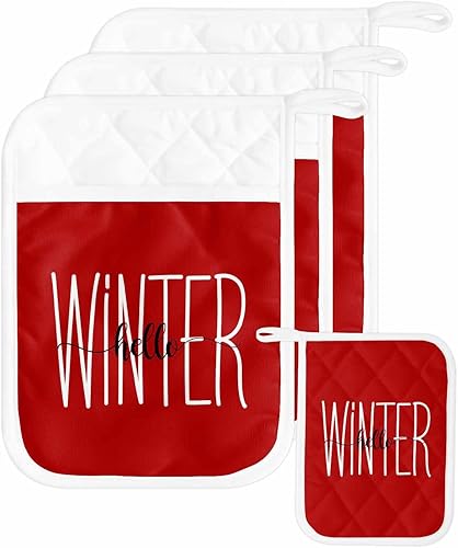 Miniatura 15 de Juego de 2 agarraderas de tela de rizo antideslizantes y aislantes de calor con bolsillo, guantes gruesos para horno, posavasos para hornear