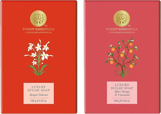 Forest Essentials Luxury Sugar Soap Bengal Tuberose Ayurvedic &amp; Forest Essentials Luxury Sugar Soap Bitter Orange &amp; Cinnam...