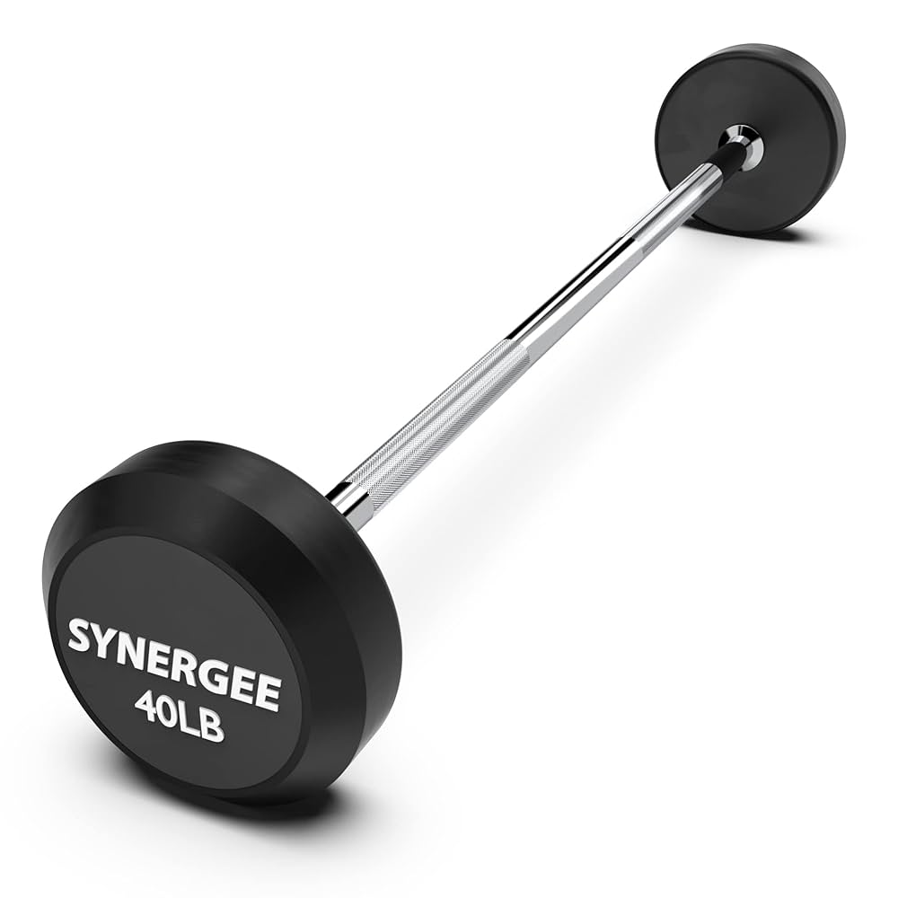 ★送料無料★ストレート 40kg フィックスドバーベル 固定バーベル Amazon | Synergee 固定式40ポンドバーベル - あらかじめ加重
