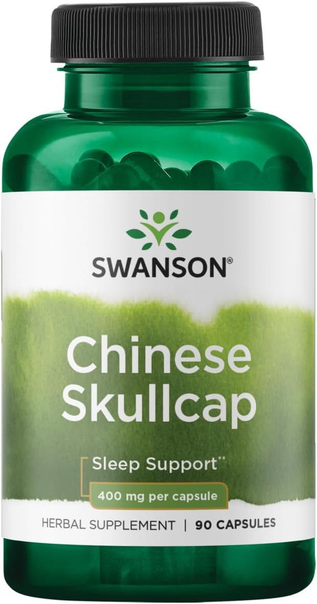 Swanson Chinese Skullcap – Herbal Supplement Promoting Relaxation & Sleep Support – Flavonoid Formula to Help Soothe Nerves – (90 Capsules, 400mg Each)