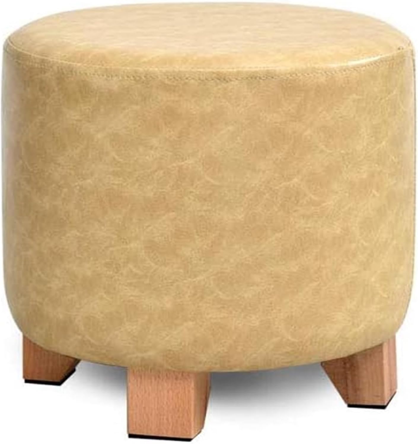 Storage Stool Footstool, Footstool Premium Quality Circle Wood Support Upholstered Footstool Ottoman Chair Stool Cover 4 Legs and Leather Appearance Comfortable/776