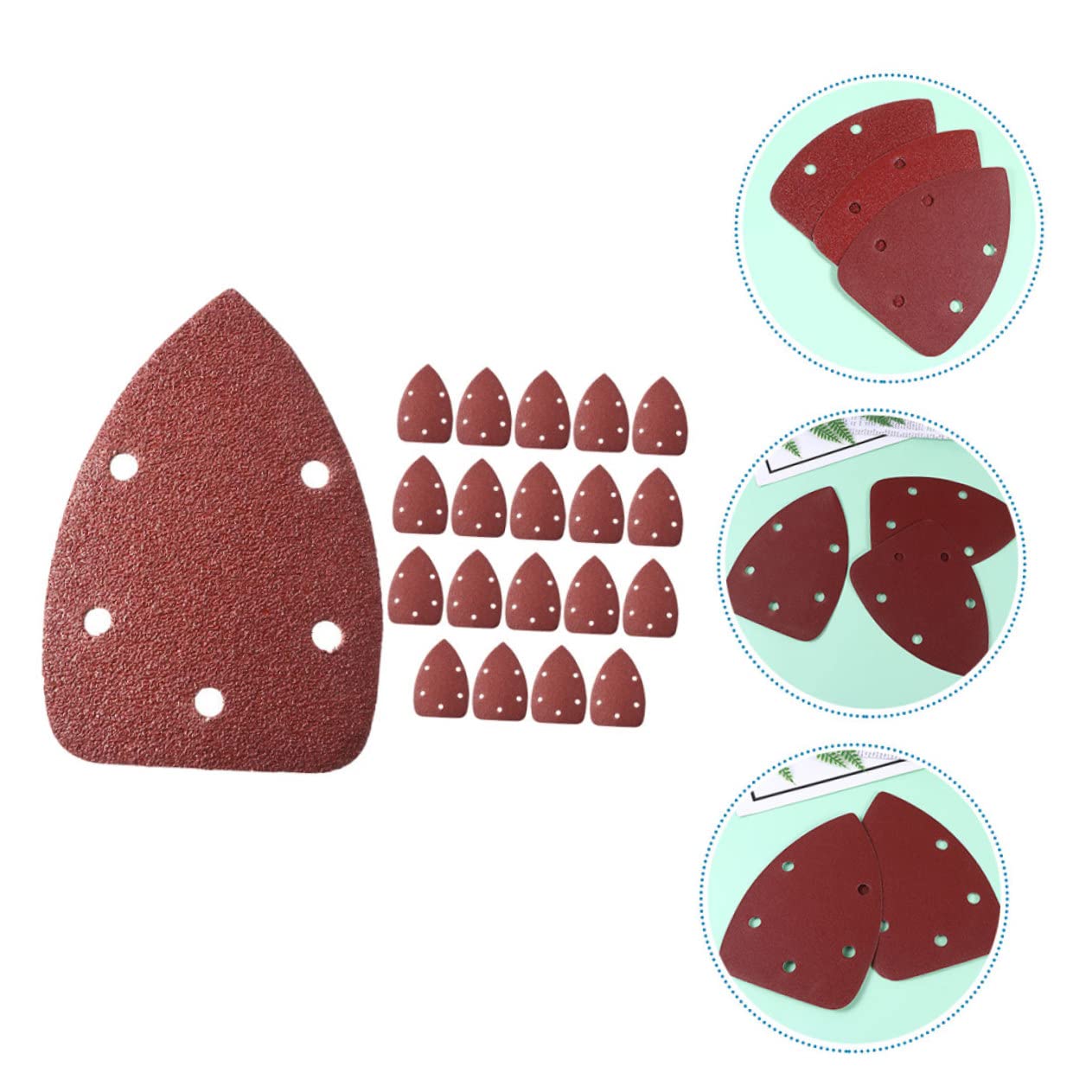 20pcs Triangle Sandpaper Discs 140x90mm Self-Adhesive 40 Grit Sanding Pads for Electric Sander and Woodworking