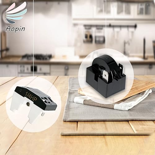 Miniatura 6 de Aopin Protector de sobrecarga térmica de 2 pines 14 HP 180 W 12 ohmios + relé de arranque PTC, pieza de repuesto para refrigerador de automóvil,