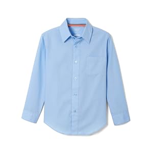 French Toast Boys Expandable Collar Button Down Dress Shirt with Long Sleeves Standard Husky