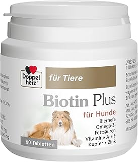 Doppelherz für Tiere Biotin Plus für Hunde - Für Hunde, die Sich in ihrer Haut wohlfühlen - Spurenelemente und Vitamine - 60 Tabletten product image