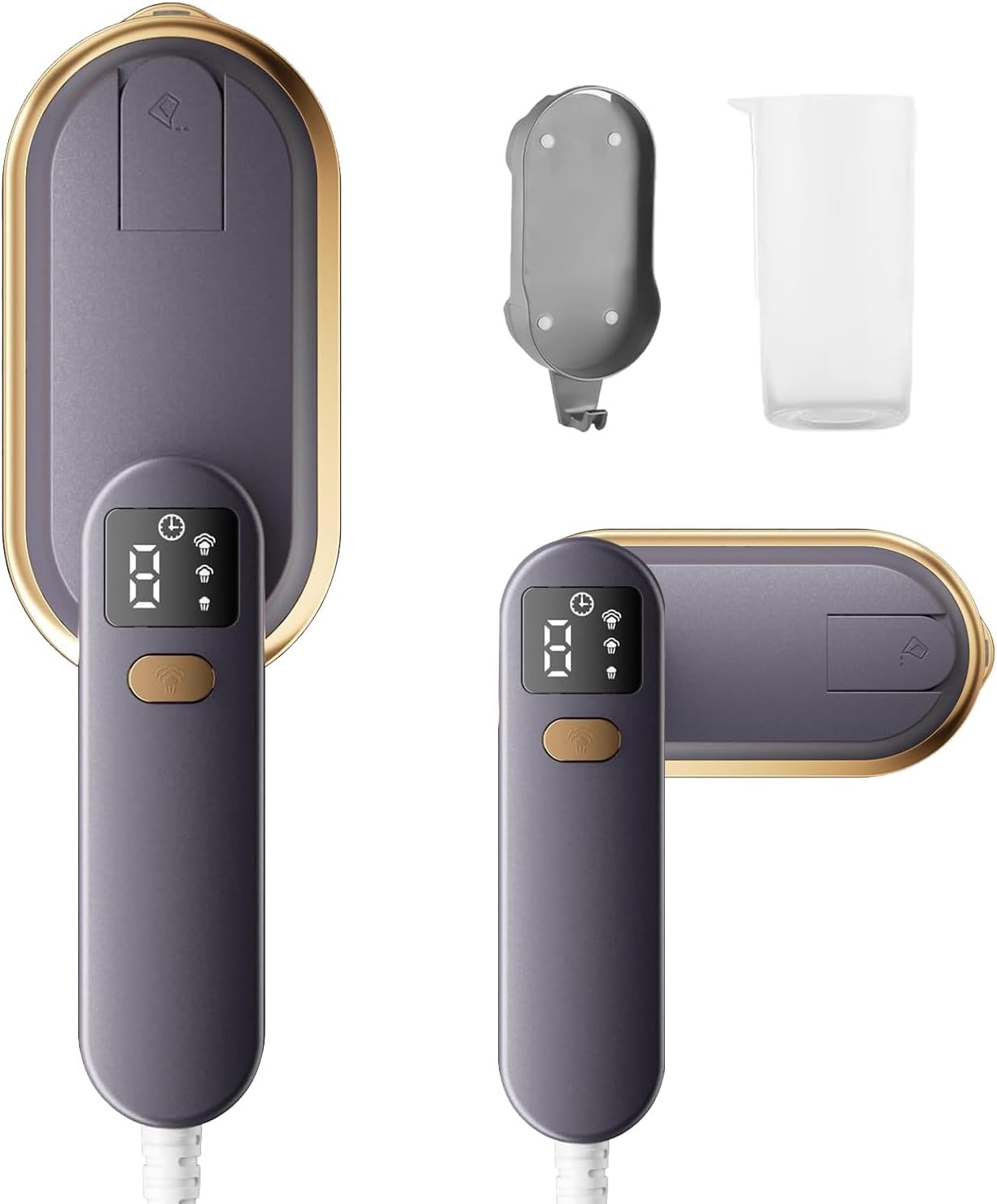 Travel Steamer for Clothes, 2 in 1 Travel Steam Iron, Clothes Steamer Handheld with 150ml Water Tank, 30 seconds Fast Heating, Quick Wrinkle Removal, LCD Display,Ceramic Heating Panel