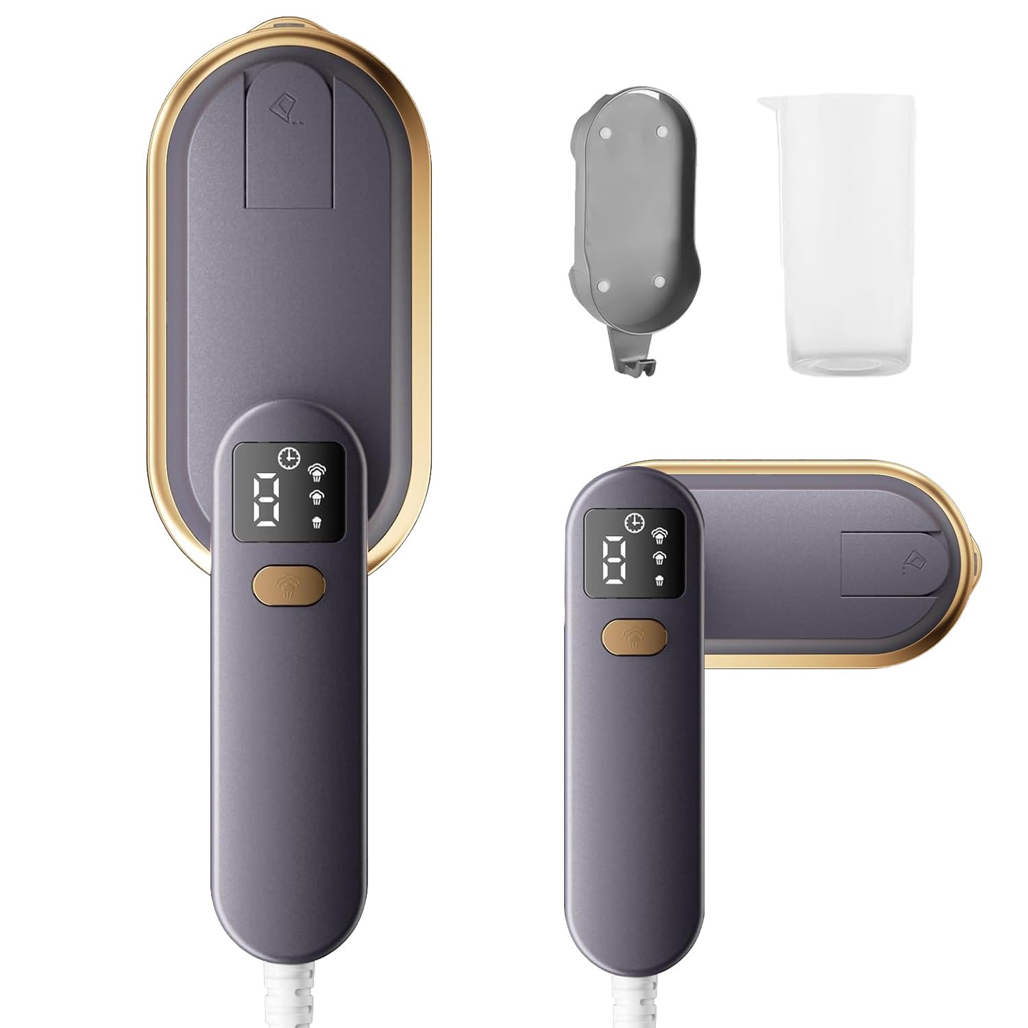 Travel Steamer for Clothes, 2 in 1 Travel Steam Iron, Clothes Steamer Handheld with 150ml Water Tank, 30 seconds Fast Heating, Quick Wrinkle Removal, LCD Display,Ceramic Heating Panel