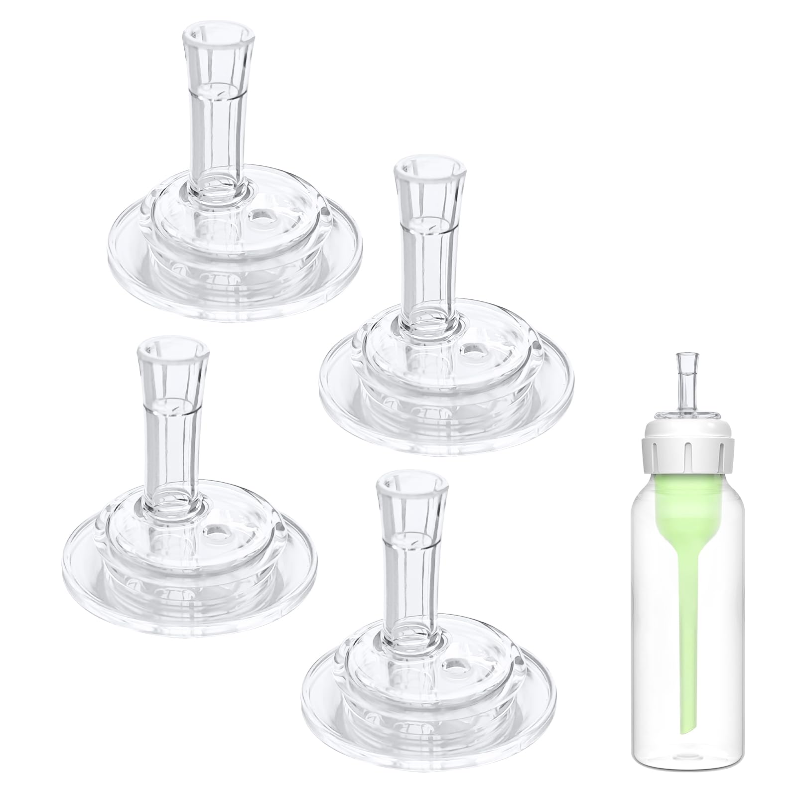 LSAUVWN 4Pcs Sippy Straw Nipples Compatible with Dr. Brown's Narrow Bottles & Narrow Sippy Spout Bottles, Transition Sippy Spouts Soft Silicone Replacement Spout Nipples, BPA-Free, 6m+, Variable Flow