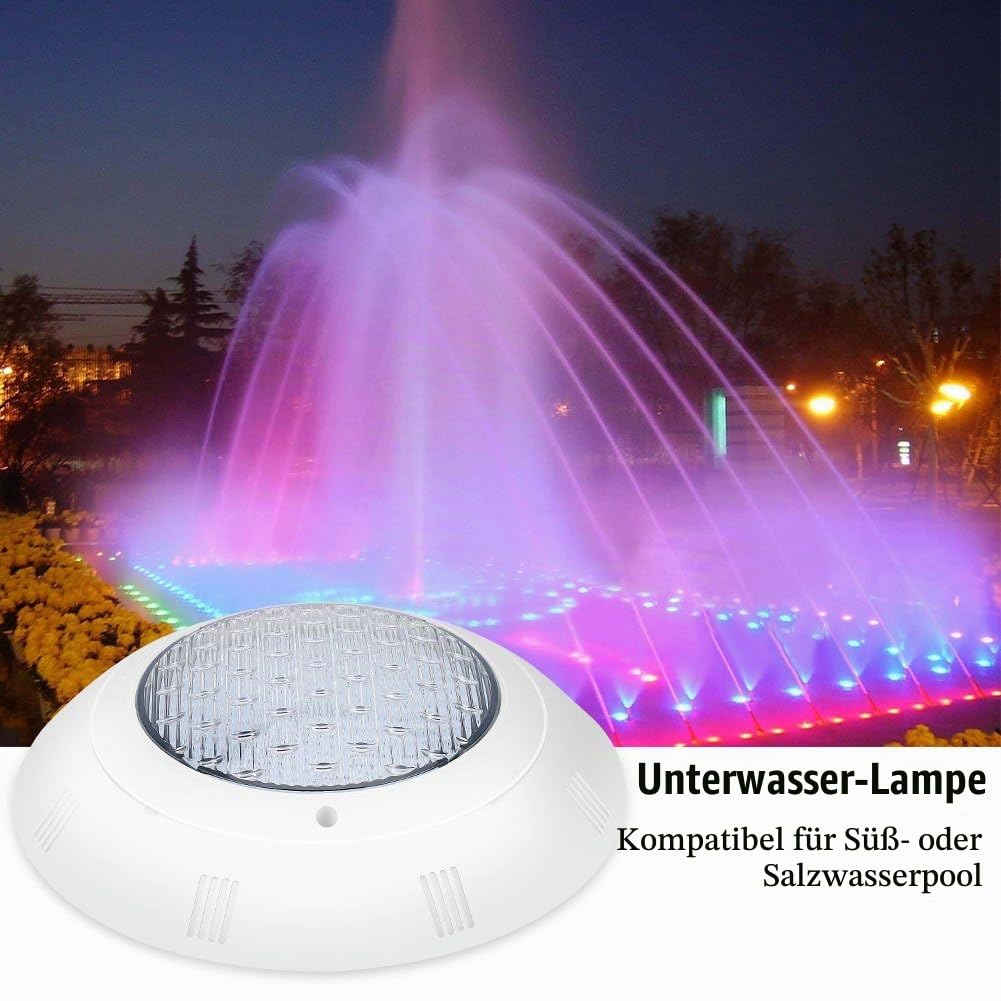 Dioche LED Unterwasserlampe,IP68 Wasserdichtes dimmbares RGB-Poollicht, Unterwasser-Scheinwerfer mit Kabeln und Fernbedienungen, 18-W-LED-Tauchlichter mit 7 Farben, für Brunnen, Teich, Pool
