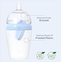 Vista 6 de INTTERO Biberones dispensadores anticólicos para hacer fórmulas, 9 onzas con flujo de 2 pezones, 2 unidades, lindos productos esenciales azules
