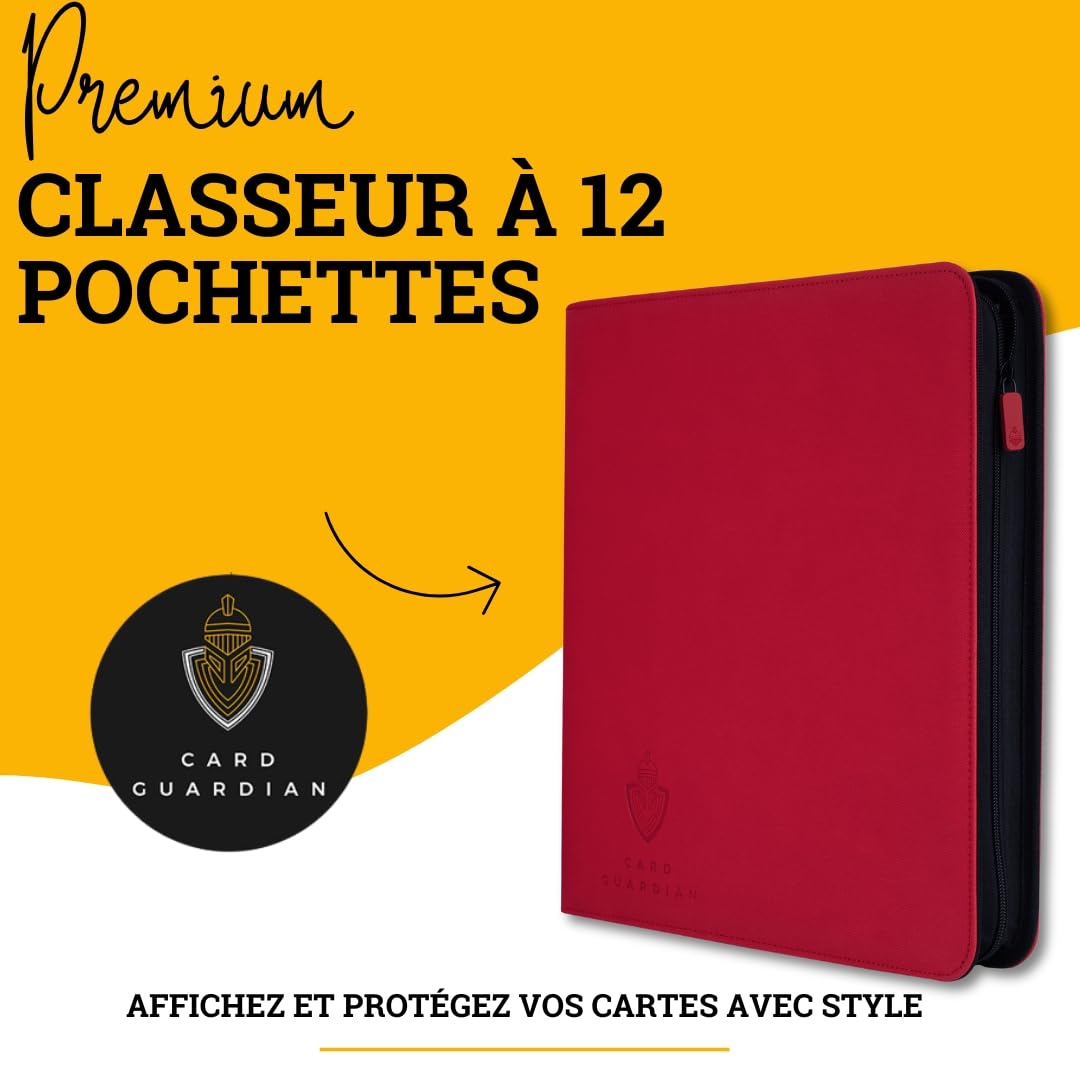 Card Guardian - Premium Classeur avec Fermeture éclaire – Album Classeur pour Cartes à Collectionner, Jeux de Cartes, Trading Card – 12 Poches – 480 Poches pour TCG (Rouge)