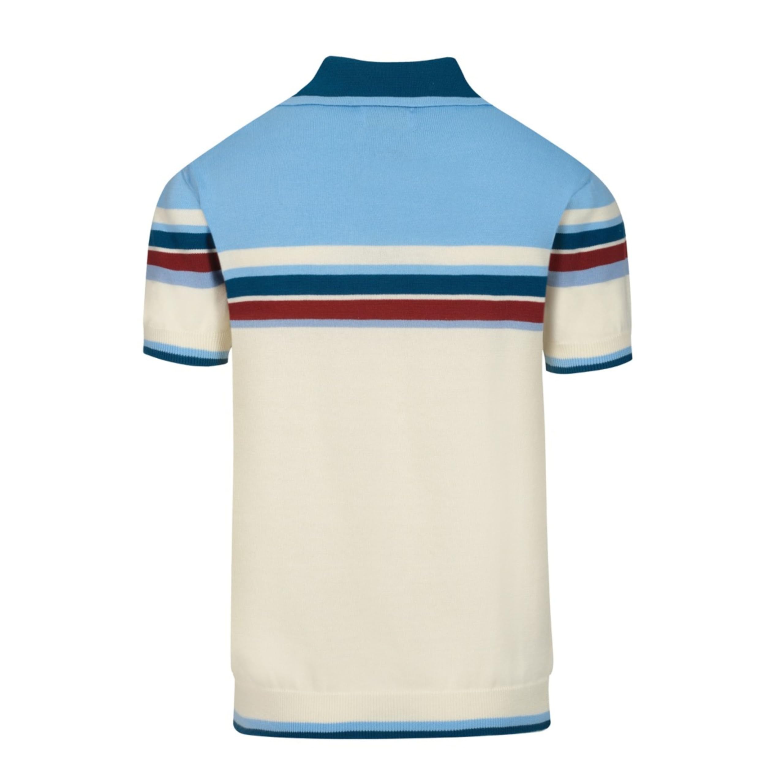 OXKNIT Polo da uomo, a maniche corte, blu, a righe, scollo a V, estiva, da golf, vestibilità regolare