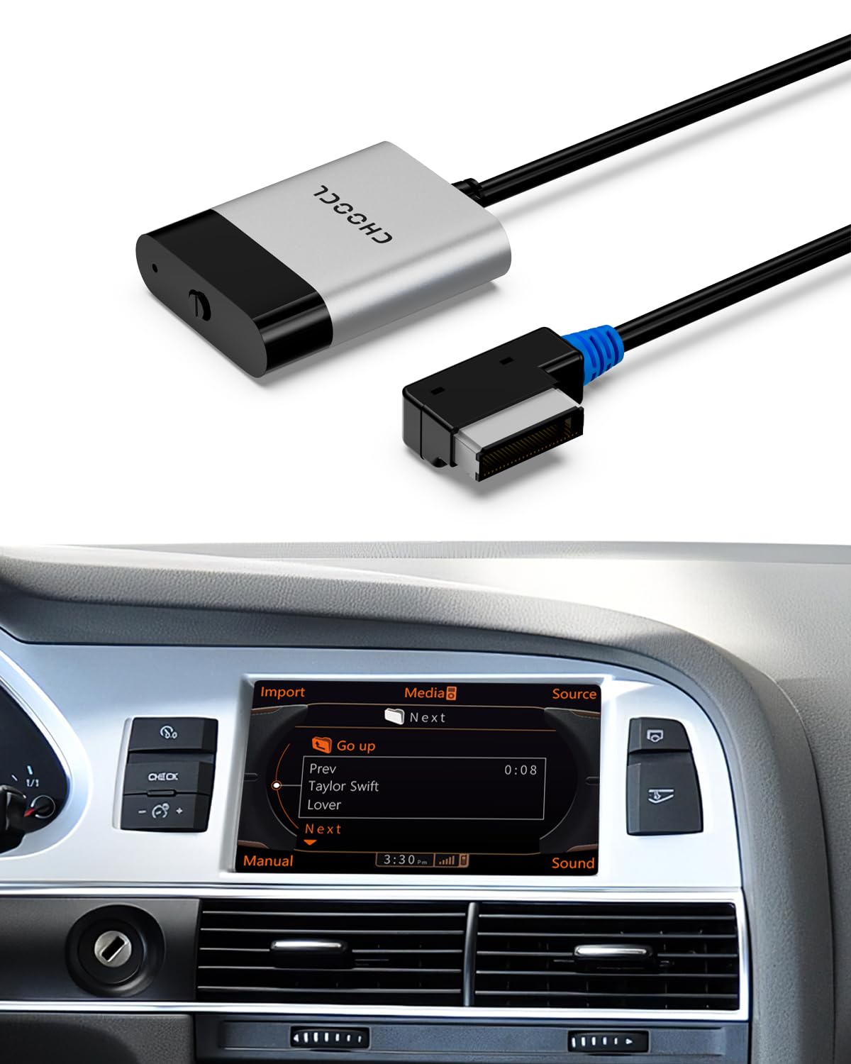 Bluetooth Adapter for Audi MMI 3G/3G+,Mercedes/VW mit MDI-Anschluss | Bluetooth-Musikempfänger mit aptX HD, Lenkradsteuerung, Anzeige von Titel/Interpret auf dem Display, 3-Schritte-Plug-and-Play