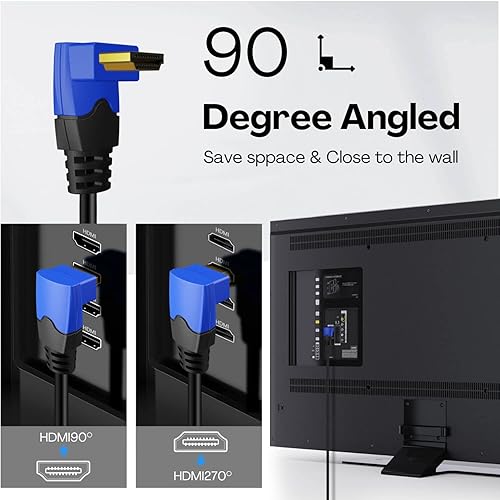 Miniatura 5 de TNP - Cable HDMI 4K en ángulo recto de 90 grados (15 pies), cable HDMI de alta velocidad de 18 GBPs compatible con 4K 60Hz 2K 2160p 1440p 1080p 3D