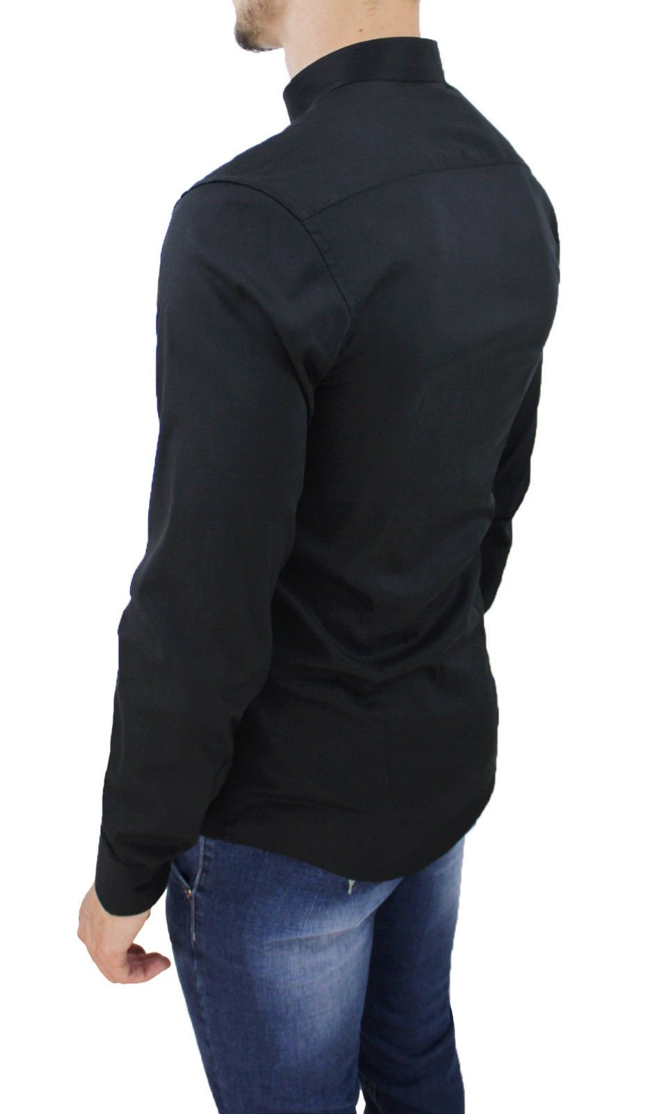 Camicia Uomo Cotone Slim Fit Casual Elegante con Colletto Coreana