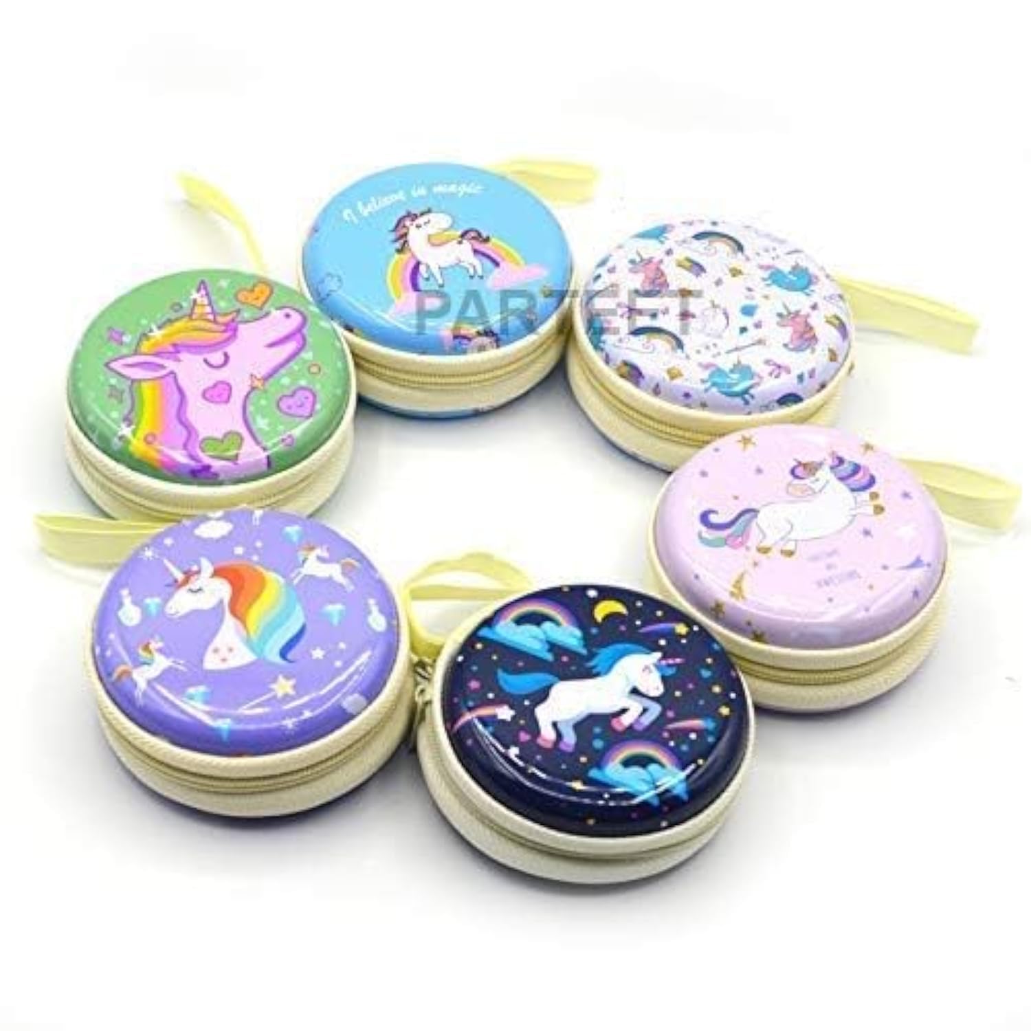 PARTEET Unicorn Printed Multipurpose Coin - Earphone Pouch Return Gift (Pack of 6)