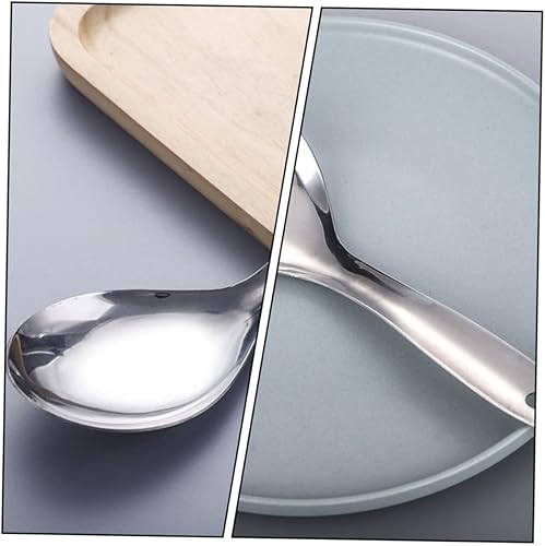 Miniatura 9 de HOMSFOU Cuchara de arroz de 4 piezas Arroz coreano Arroz asiático Utensilios coreanos Cuchara de sopa asiática Cuchara de servir Cuchara asiática de