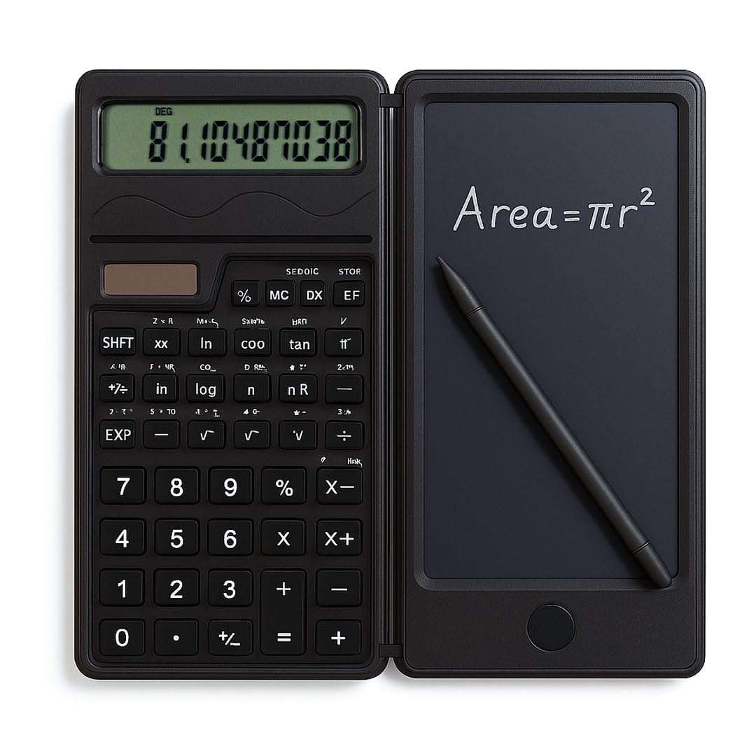 Scientific Calculator with Writing Tablet, 10-Digit Dual Function Calculator with LCD Writing Pad & Stylus, Professional Desk Calculator for Students, Teachers, Office & Engineers
