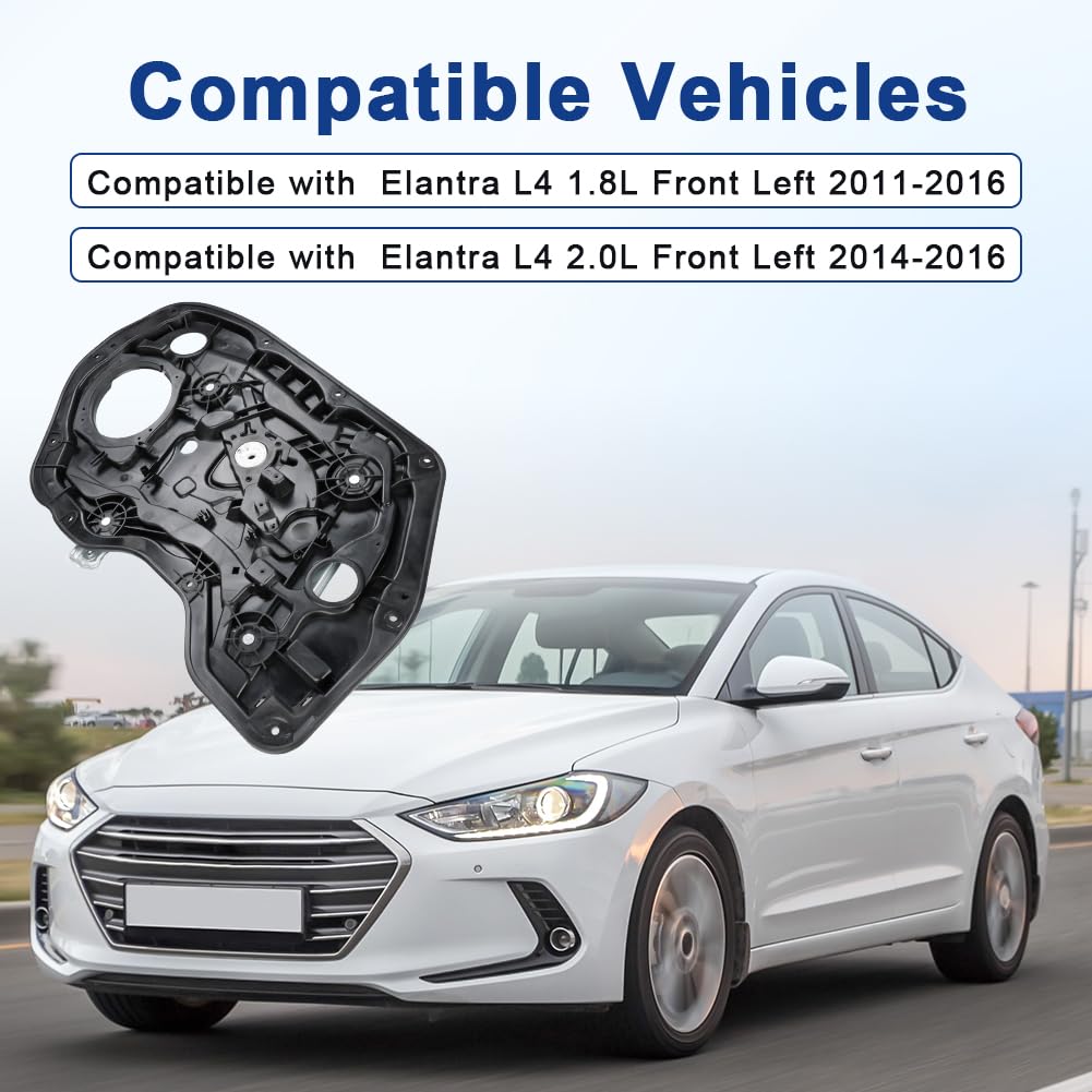 Front Left Driver Side Power Window Regulator Without Motor Compatible with Hyundai Elantra 2011 2012 2013 2014 2015 2016 Replacement for 82471-3Y010 824713Y010