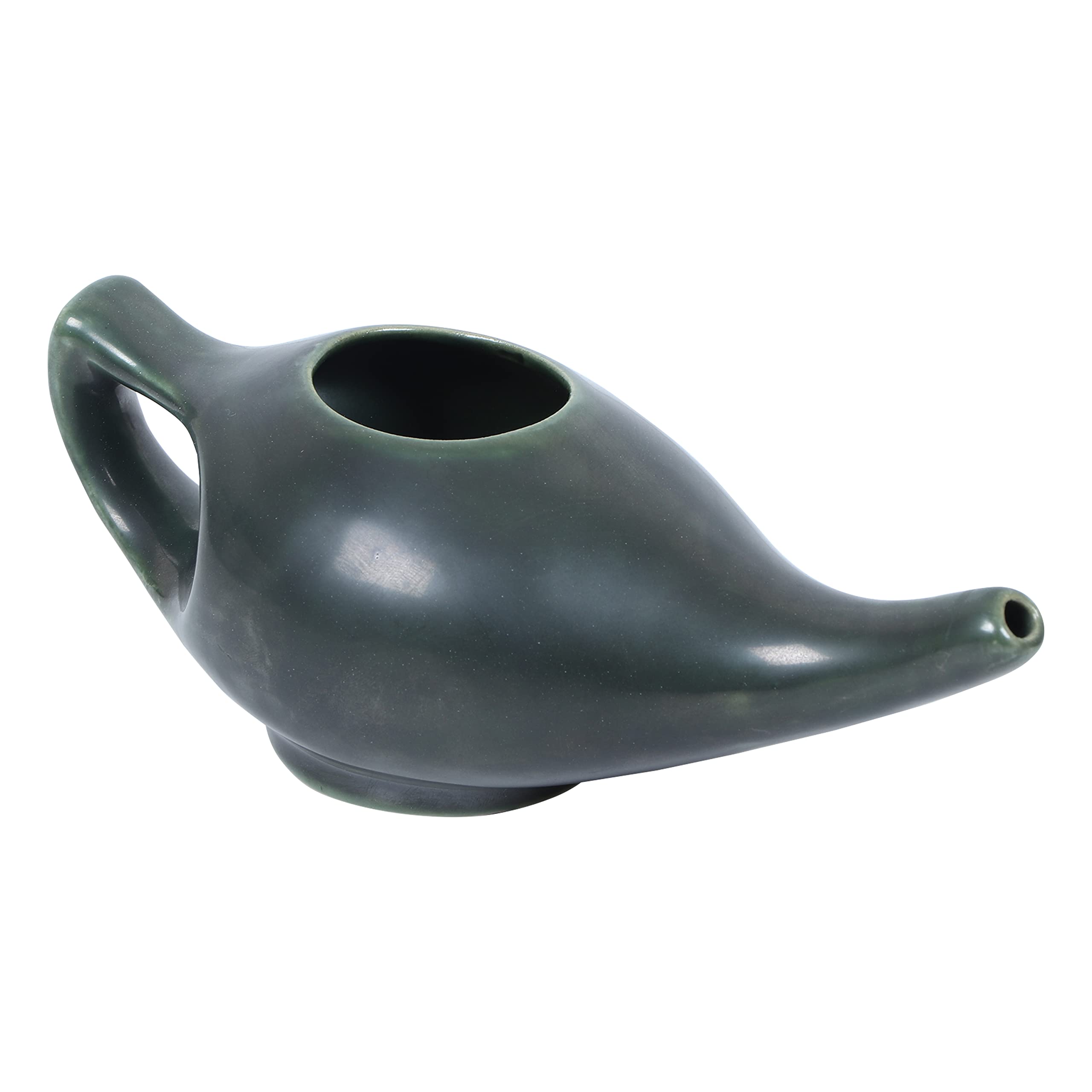 Leak Proof Durable Porcelain Ceramic Neti Pot Hold 300 Ml Water Comfortable Grip With 10 Sachet Neti Salt | Eco Friendly Natural Treatment for Sinus & Congestion (Olive Green)