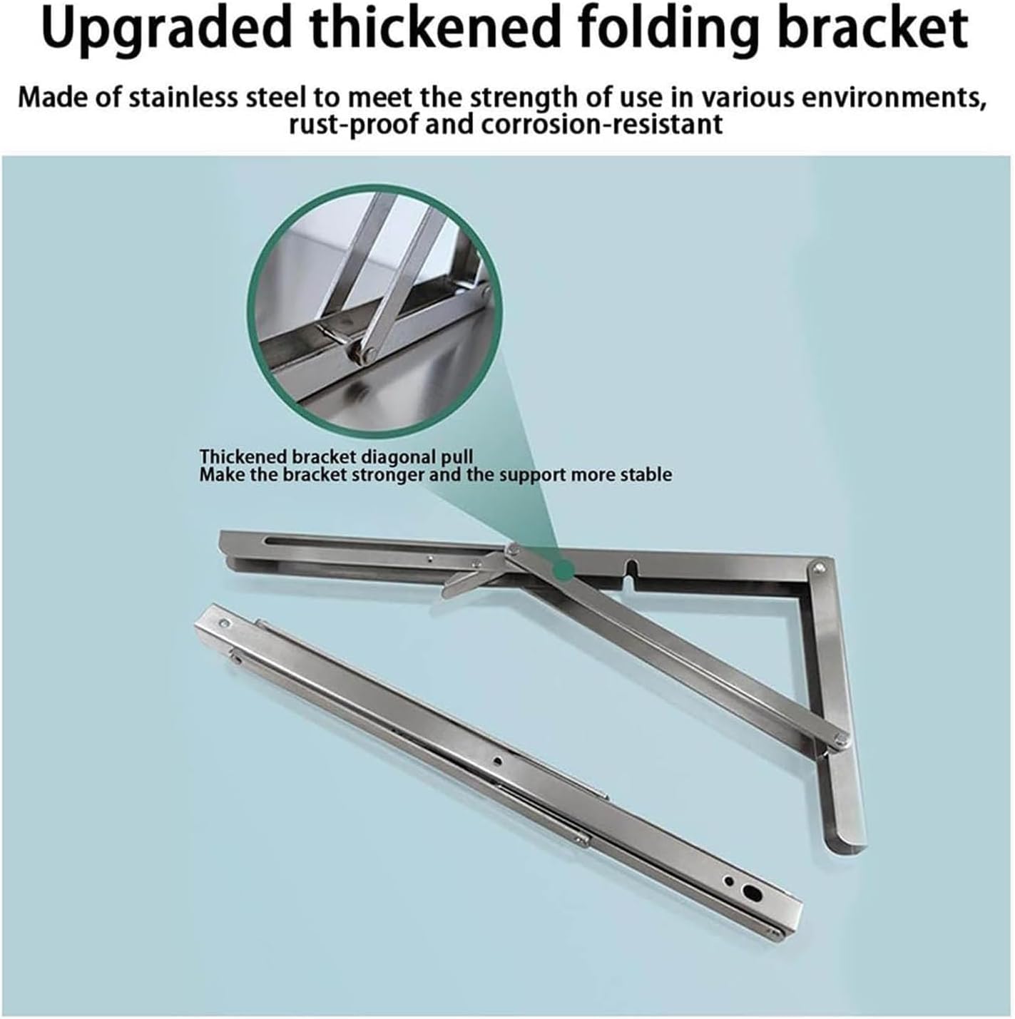 Tavolo pieghevole da parete in acciaio inox 304, con supporto di 150 kg, spessore 0,8 mm (90 x 40 x 3 cm)